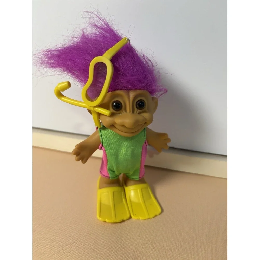 VINTAGE RUSS TROLL DOLL SNORKELER SCUBA DIVER PINK HAIR 5
